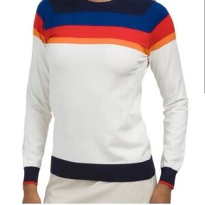 Peter Millar Colorblock Striped Women's Pullover Sweater Preppy Golf Tennis Prep